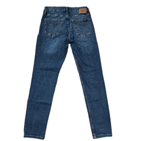 Calvin Klein Blue Mid Rise Skinny Jeans with Subtle Fading - Picture 3 of 7